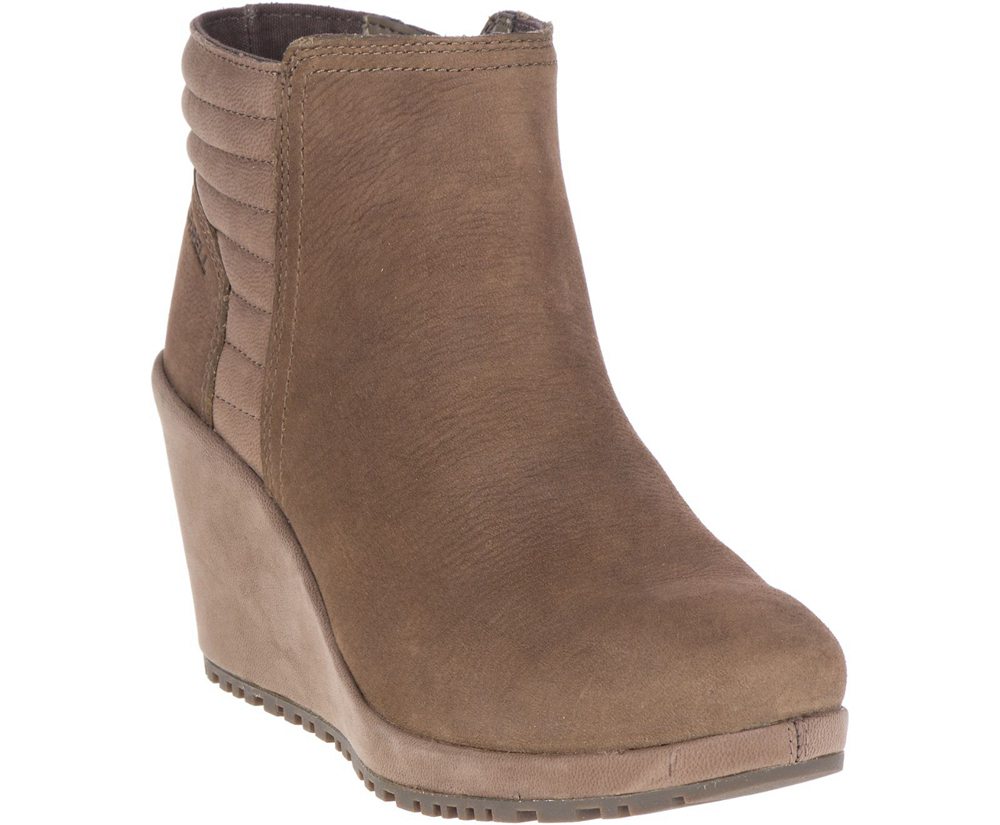 Merrell Boots Brown - Tremblant Wedge Bluff Waterproof - Womens 89VGZMCSI